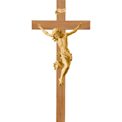 Cristo Barroco en cruz de roble simple ancha